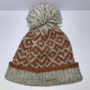 Columbia Orange & Gray Geometric Fleece Lined Pom-Pom Beanie