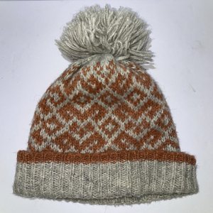 Columbia Orange & Gray Geometric Fleece Lined Pom-Pom Beanie