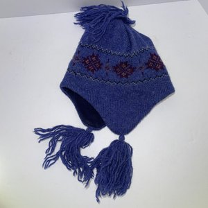 Wool Snowflake Blue Vintage Ski Cap