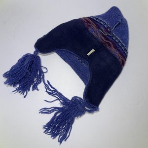 Wool Snowflake Blue Vintage Ski Cap