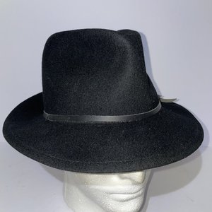 Yellow 108 Black Wool Fedora Size M USA