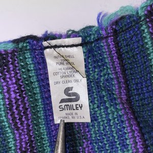 Smiley Fair Isle Purple & Blue Vintage Wool Knit Beanie USA
