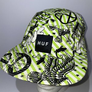 HUF Skateboards x SoBe Squamata Green All-Over 5 Panel Hat