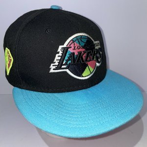 New Era Vice City Patch 75th Anniversary LA Lakers Teal 5950 Cap Size 7 1/8