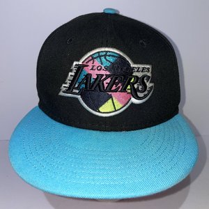 New Era Vice City Patch 75th Anniversary LA Lakers Teal 5950 Cap Size 7 1/8