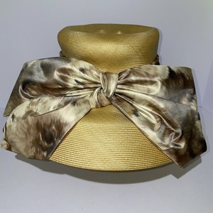 Louis Original California Women's Straw Huge Bow Vintage Sun Hat Size 6 5/8
