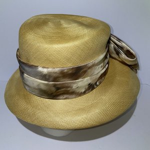 Louis Original California Women's Straw Huge Bow Vintage Sun Hat Size 6 5/8