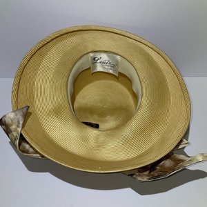 Louis Original California Women's Straw Huge Bow Vintage Sun Hat Size 6 5/8