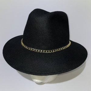 Gelso Bianco Black Wool Chain Headband Fedora Size 7 1/8 Made in Italy