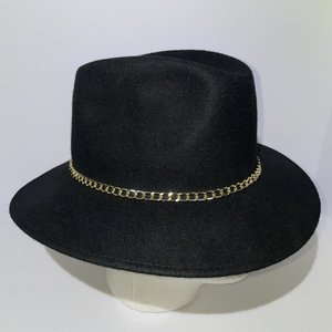 Gelso Bianco Black Wool Chain Headband Fedora Size 7 1/8 Made in Italy