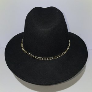 Gelso Bianco Black Wool Chain Headband Fedora Size 7 1/8 Made in Italy