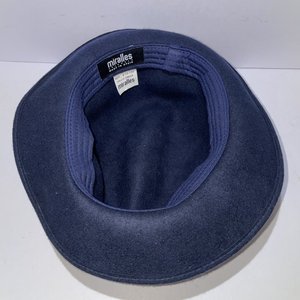 Miralles Headwear Navy Blue Wool Feathered Fedora Size 6 7/8 Made in Spain