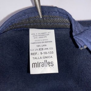 Miralles Headwear Navy Blue Wool Feathered Fedora Size 6 7/8 Made in Spain