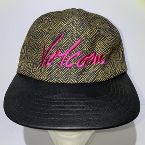 Volcom Far City Geometric Bronze Leather Baseball Cap